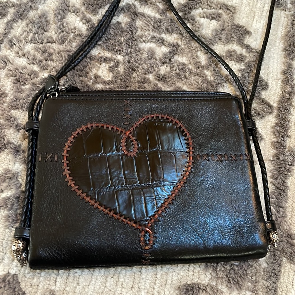 Genuine BRIGHTON bag purse wallet LIKE NEW condition - black leather crossbody